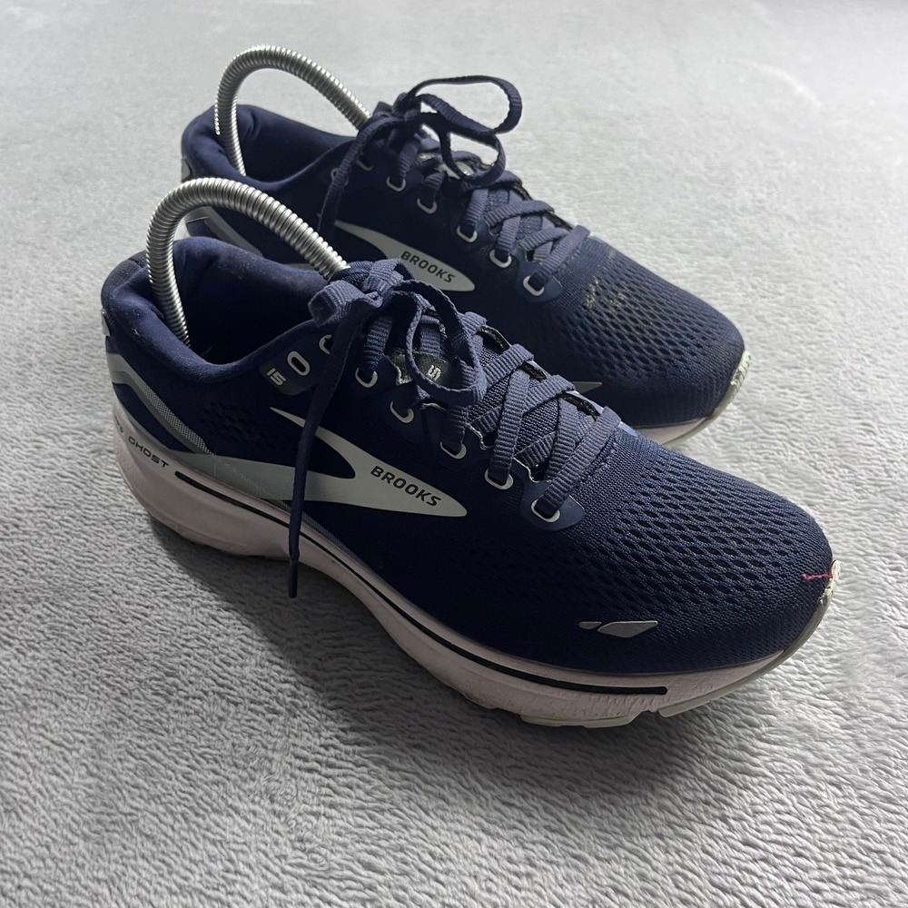 Brooks Ghost 15 Women Size 9 D Wide Navy Blue Running Shoes 1203801D450 Sneakers